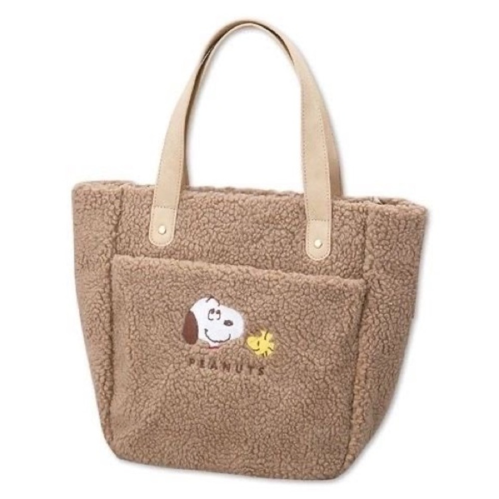 Peanuts Tan Fleece Tote Bag